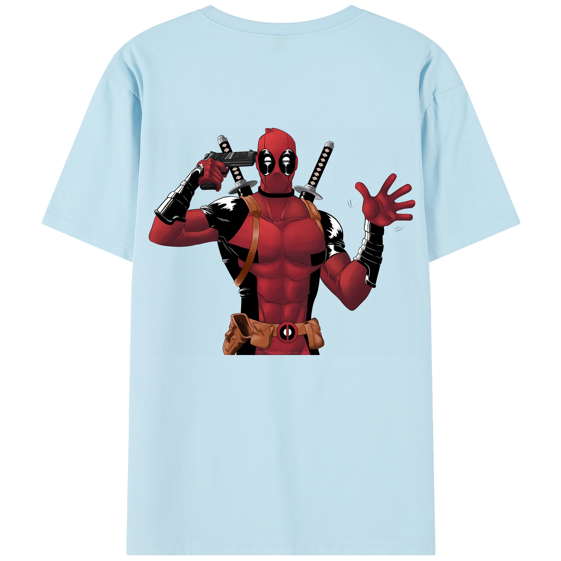 （画像用） Deadpool デッドプール 綿100％半袖Tシャツ（背面プリント）